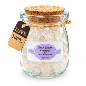 Clear Quartz Gemstones Mini Chips Glass Wish Bottle 75mm